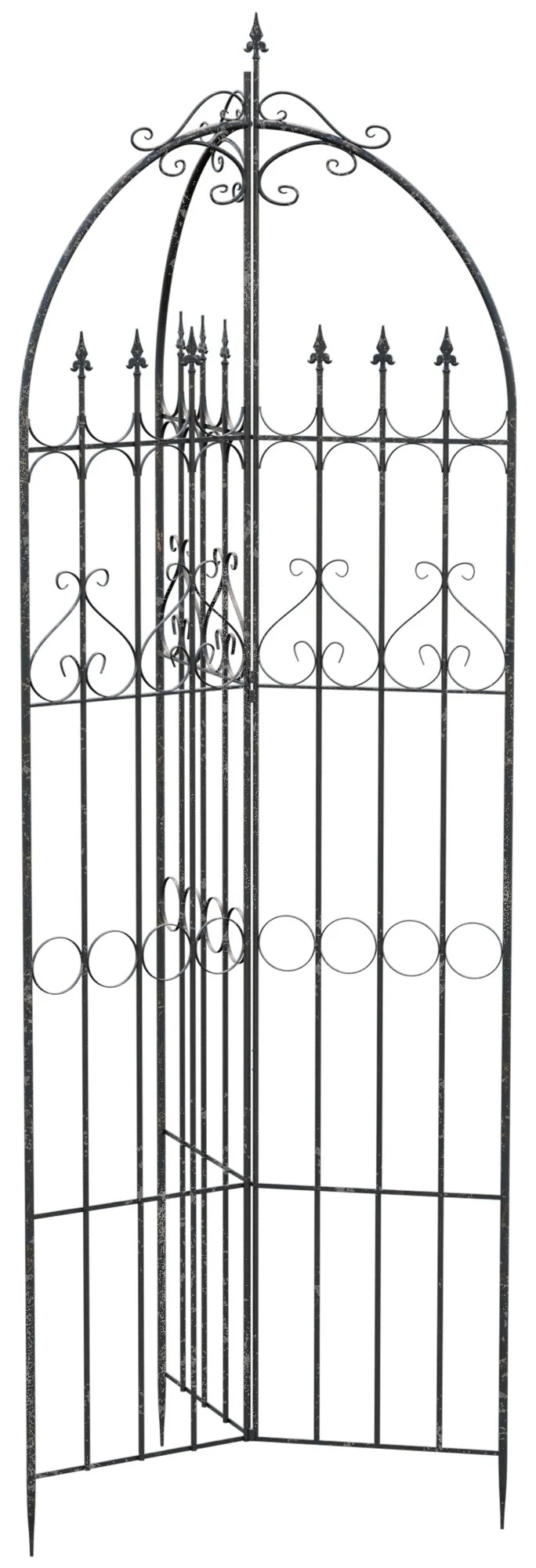 Treillis de jardin décoratif en métal bronze support élégant pour plantes grimpantes style ancien 10_0008916