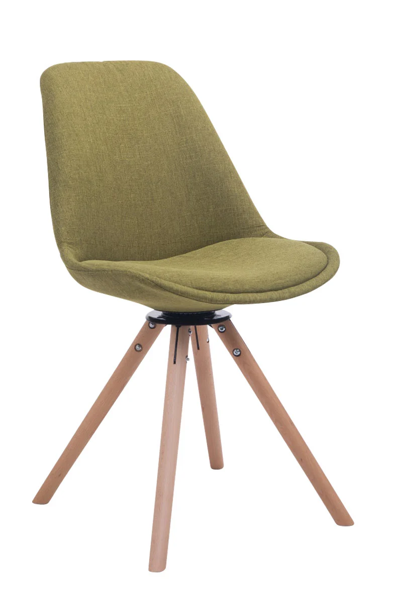 Chaise de salle à manger x1 chaise visiteur assise pivotant à 360° en tissu vert piètement en bois rond clair 10_0008747