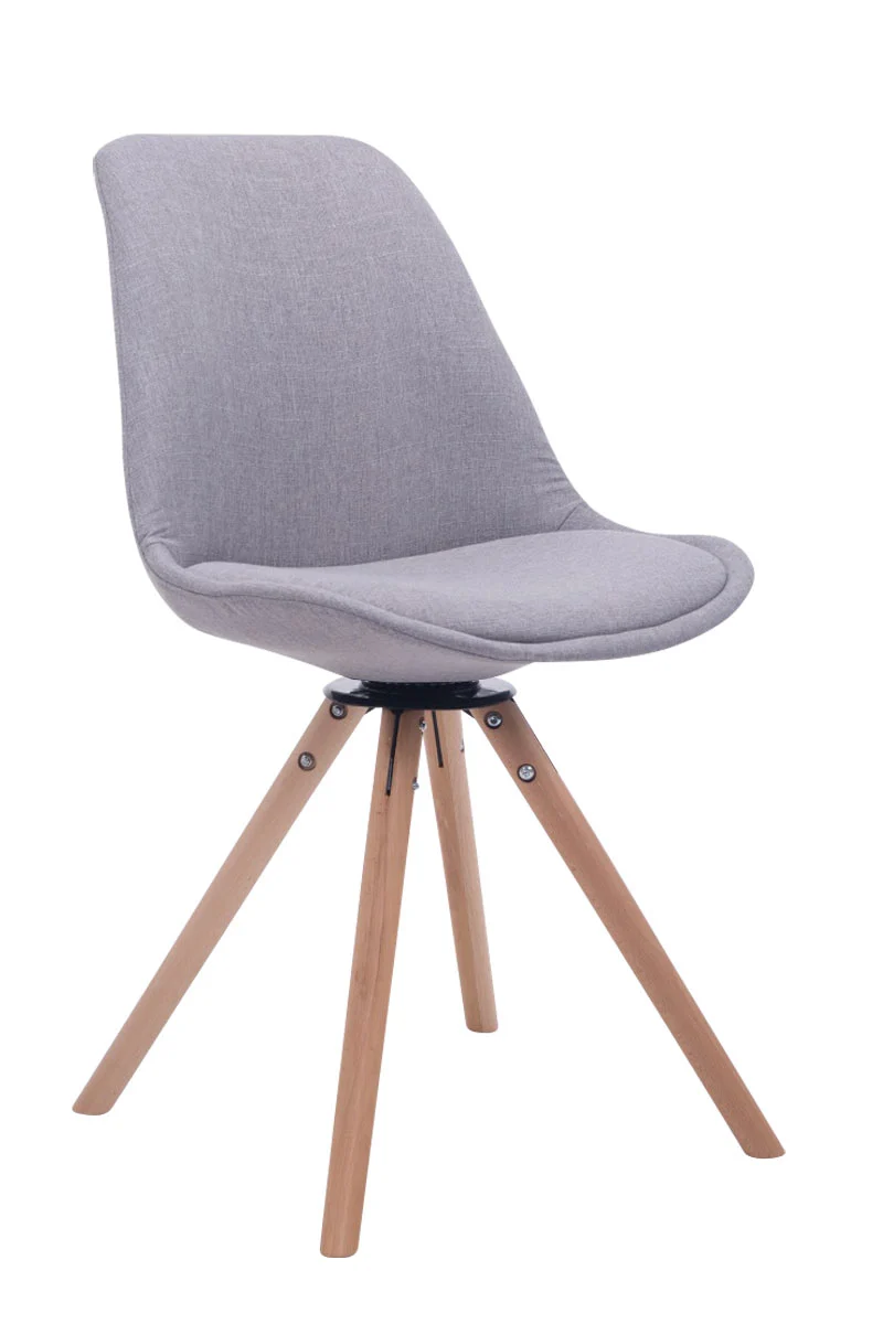 Chaise de salle à manger x1 chaise visiteur assise pivotant à 360° en tissu gris piètement en bois rond clair 10_0008317