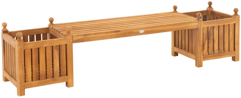 Banc de jardin 210 cm design en teck avec jardinières élégance naturelle 10_0007937