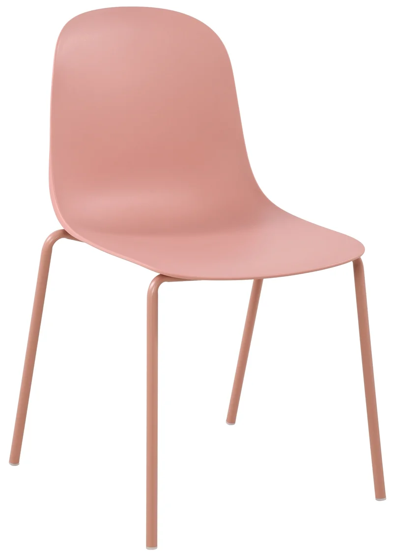 Chaise de jardin empilable en plastique rose et cadre robuste à quatre pieds en acier 10_0007408