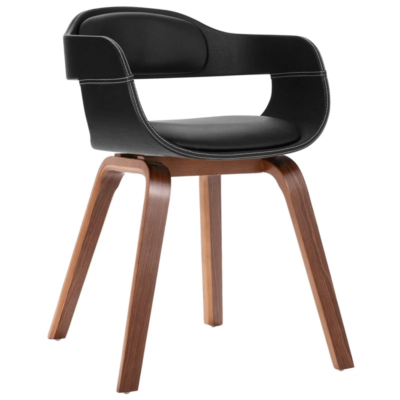 Chaise de salle à manger avec accoudoirs bois courbé et synthétique noir CDS020019