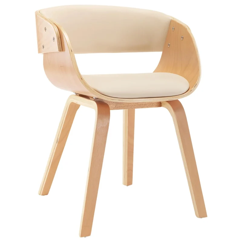 Chaise de salle à manger bois courbé et synthétique crème CDS020022