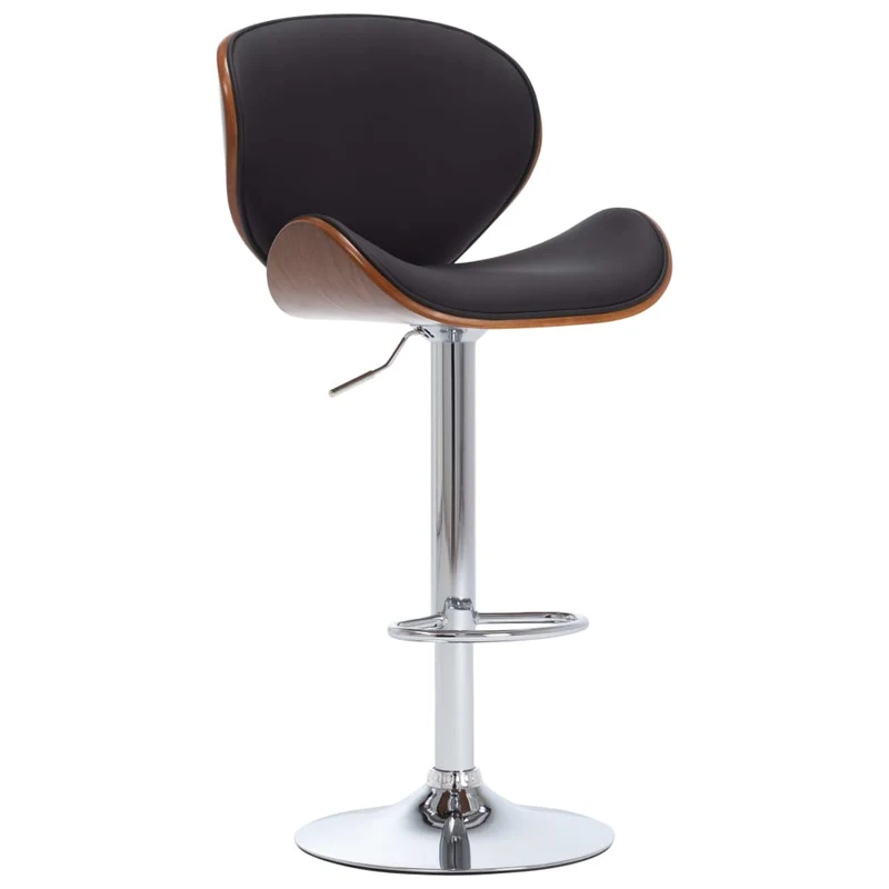 Tabouret de bar x1 chaise haute design rétro en PVC noir bois courbé et métal DEC029513