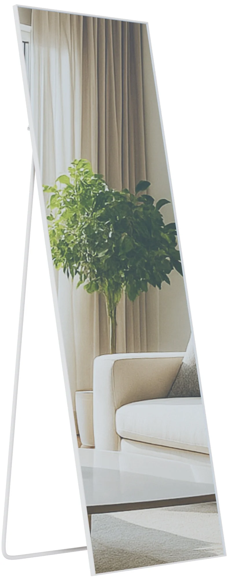 Miroir pleine longueur sur pied et mural cadre métal blanc mat design épuré 150x50 cm 10_0008799