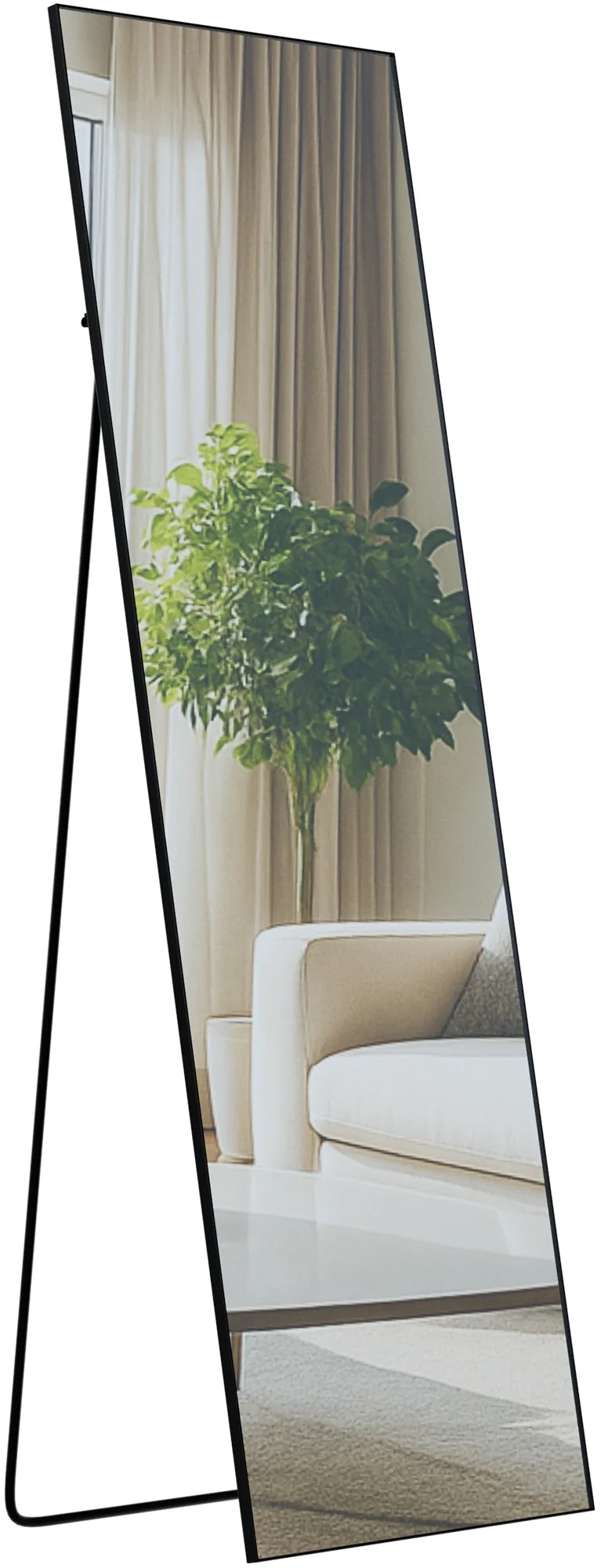 Miroir pleine longueur sur pied et mural cadre métal noir mat design épuré 160x50 cm 10_0008504