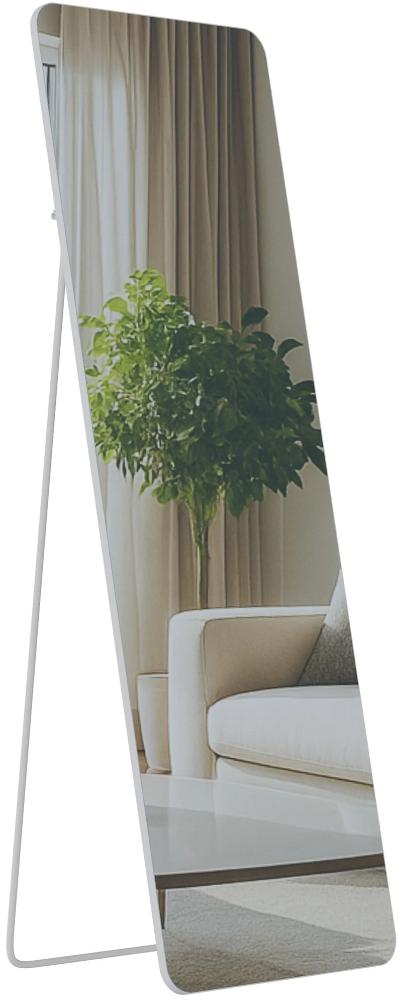 Miroir pleine longueur sur pied ou mural cadre métal blanc mat design épuré 150x50 cm 10_0008824