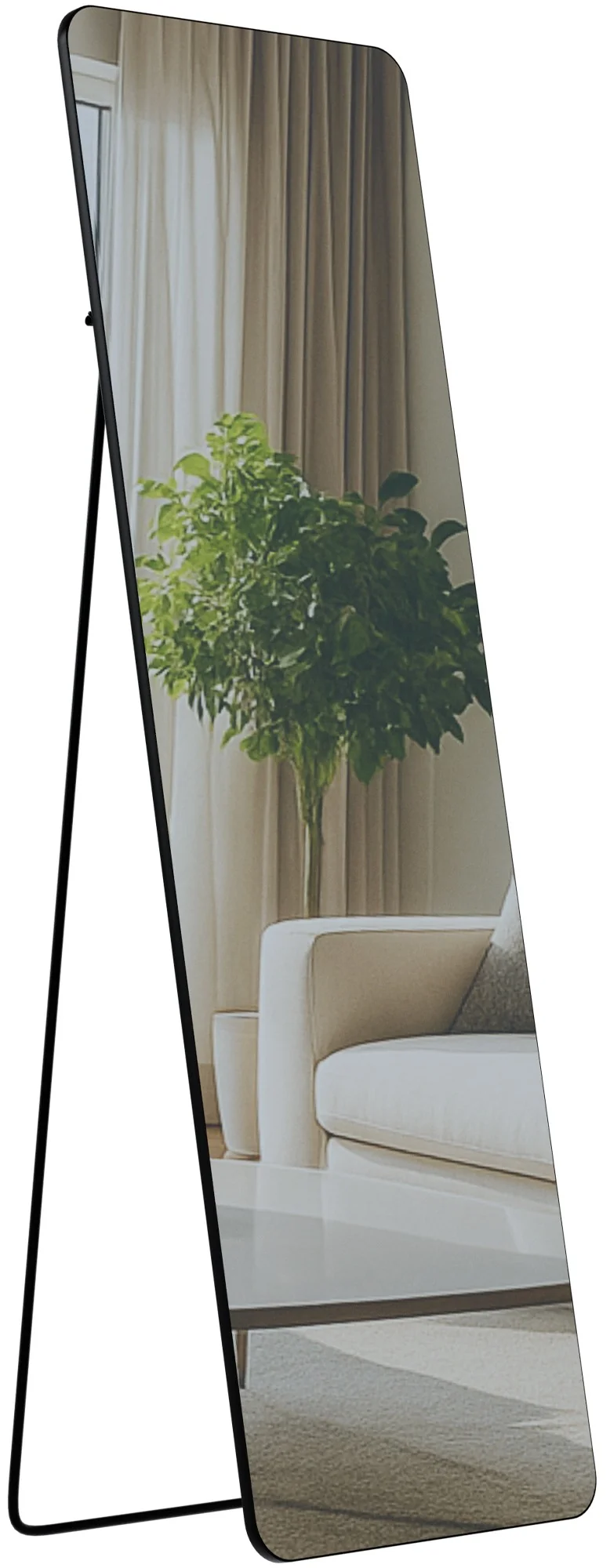 Miroir pleine longueur sur pied ou mural cadre métal noir mat design épuré 160x50 cm 10_0008488