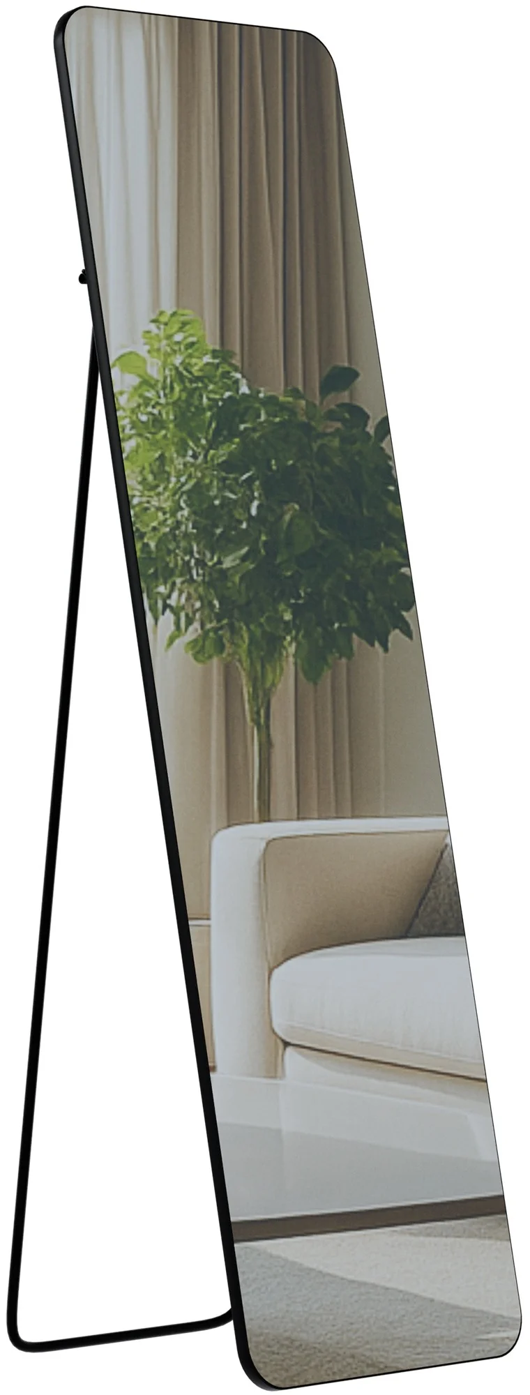 Miroir pleine longueur sur pied ou mural cadre métal noir mat design épuré 140x40 cm 10_0008400