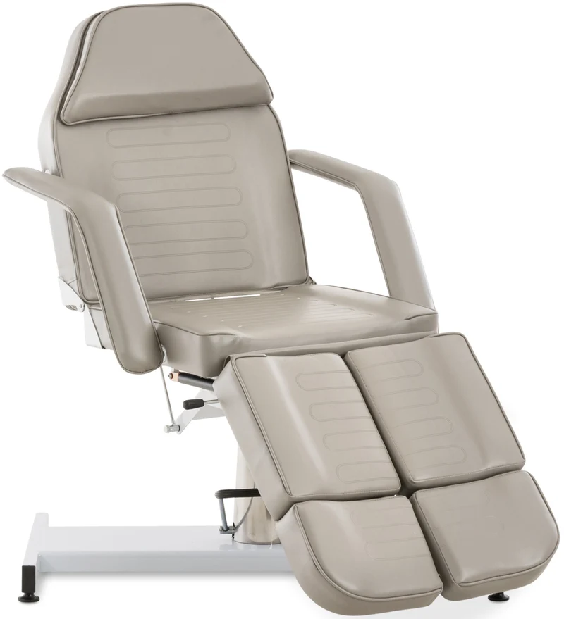 Table d’esthétique professionnelle hydraulique réglable dossier inclinable ouverture visage PVC gris 10_0008223