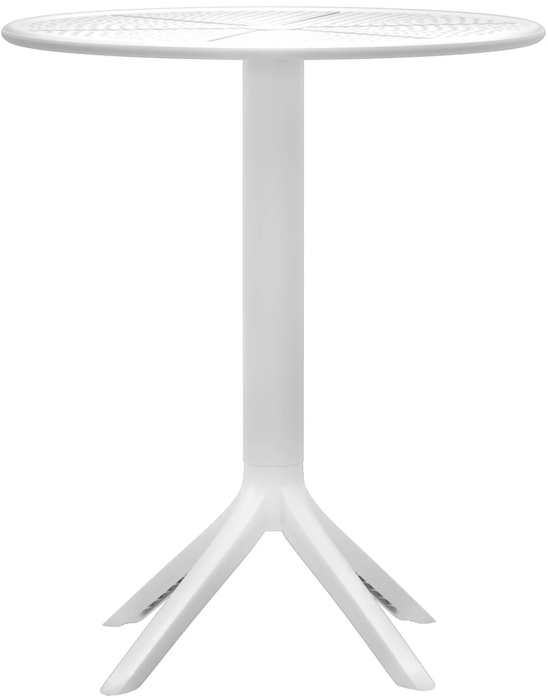 Table d'appoint ronde 60 cm intérieur ou extérieur en plastique blanc 10_0009200