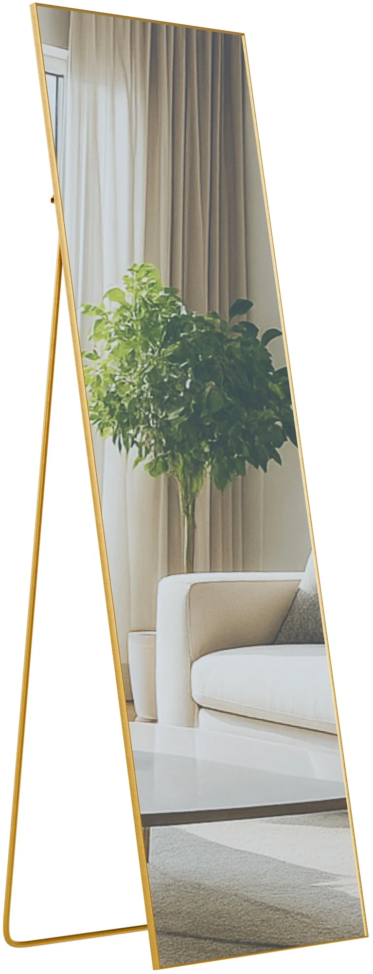 Miroir sur pied inclinable pleine longueur cadre métal doré design moderne 160x50 cm 10_0008456