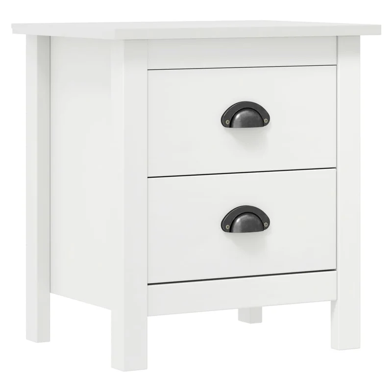 Table de chevet avec deux tiroirs 46 x 35 x 49,5 cm bois de pin blanc DEC034077