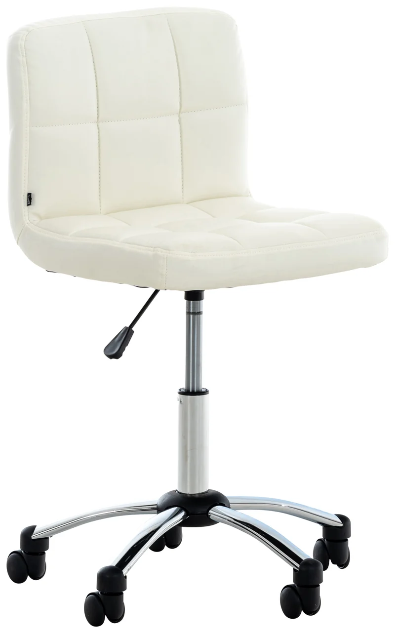 Chaise pivotante design à coutures carrées matelassées – élégance moderne PVC blanc 10_0008210