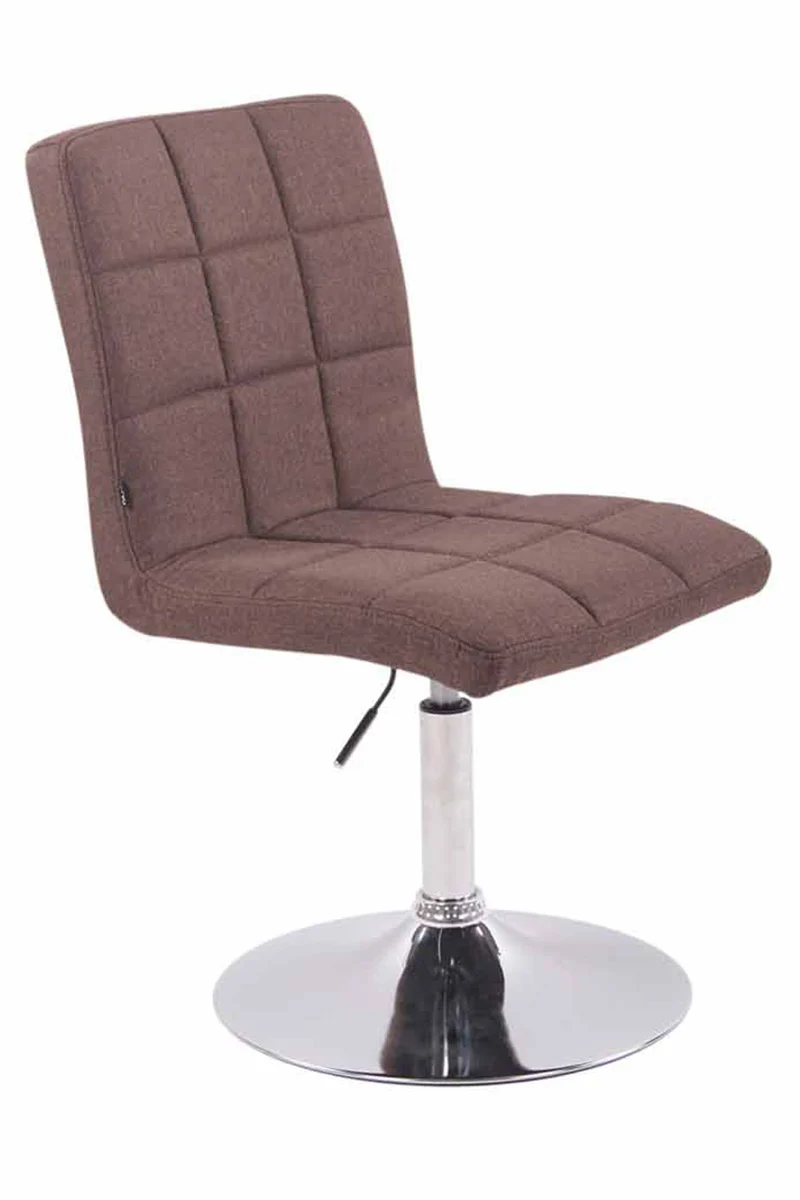 Chaise de salle à manger x1 pivotante réglable en hauteur coutures carrées tissu marron et pied métal chromé 10_0008594