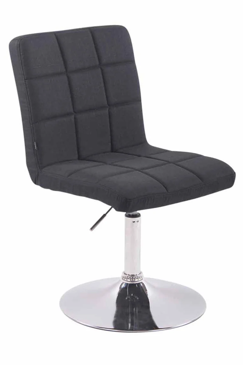 Chaise de salle à manger x1 pivotante réglable en hauteur coutures carrées tissu noir et pied métal chromé 10_0008490