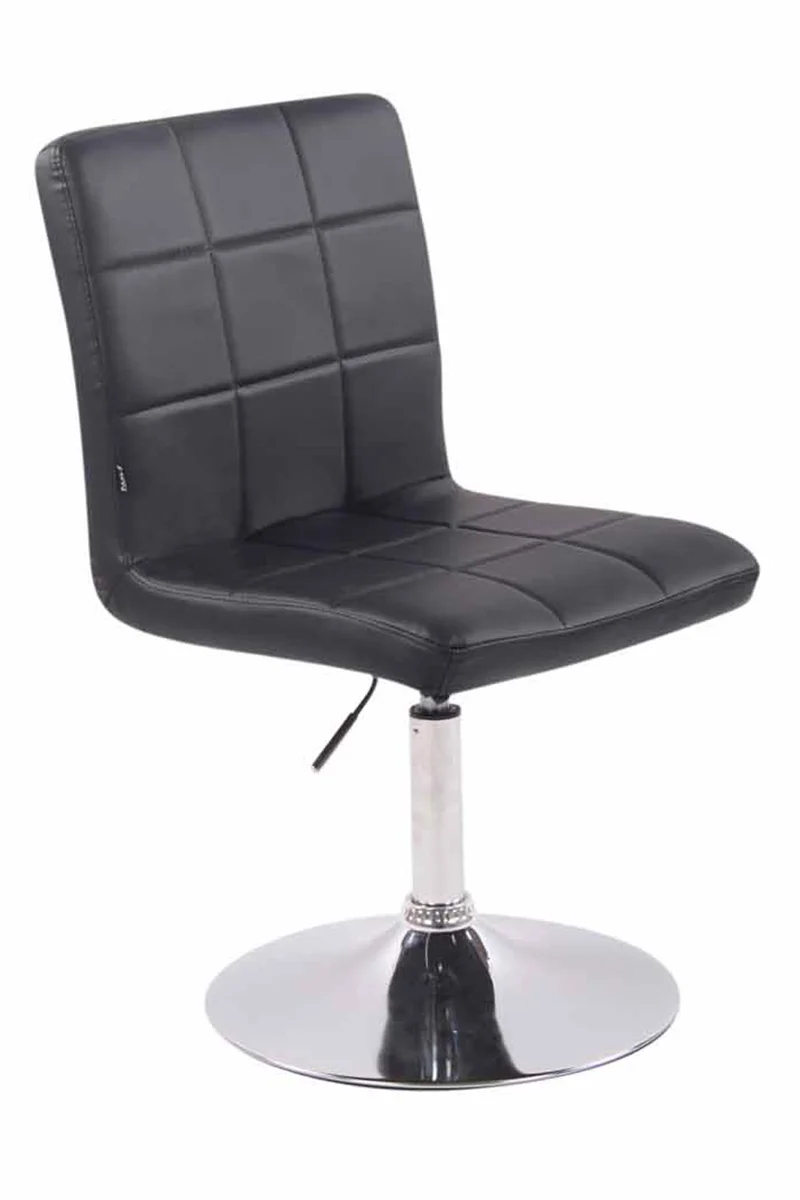 Chaise de salle à manger x1 pivotante réglable en hauteur coutures carrées similicuir noir et pied métal chromé 10_0008281
