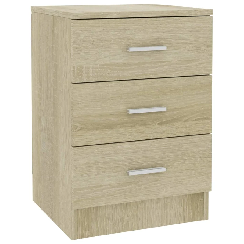 Table de chevet avec 3 tiroirs 38 x 35 x 56 cm bois d'ingénierie couleur chêne DEC033810