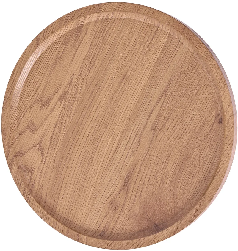 Table d'appoint moderne plateau rond en bois clair Ø60cm design avec pied central en métal noir 10_0009147