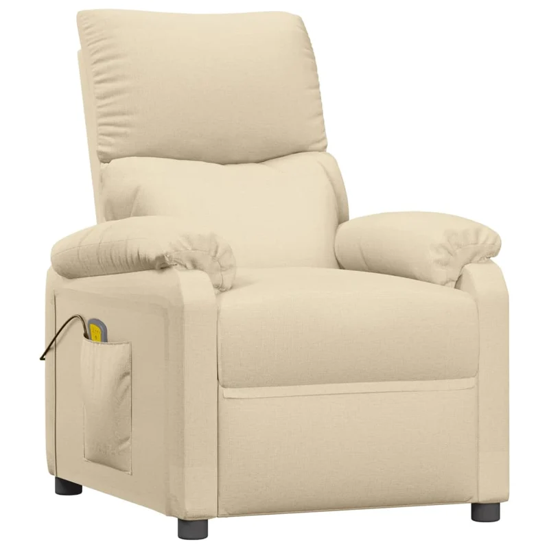 Fauteuil de relaxation avec fonction massage inclinaison manuelle en tissu crème DEC029183