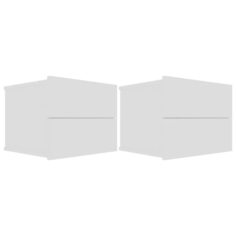 Lot de 2 tables de chevet murales avec tiroirs 40 x 30 x 30 cm bois d'ingénierie blanc DEC034887
