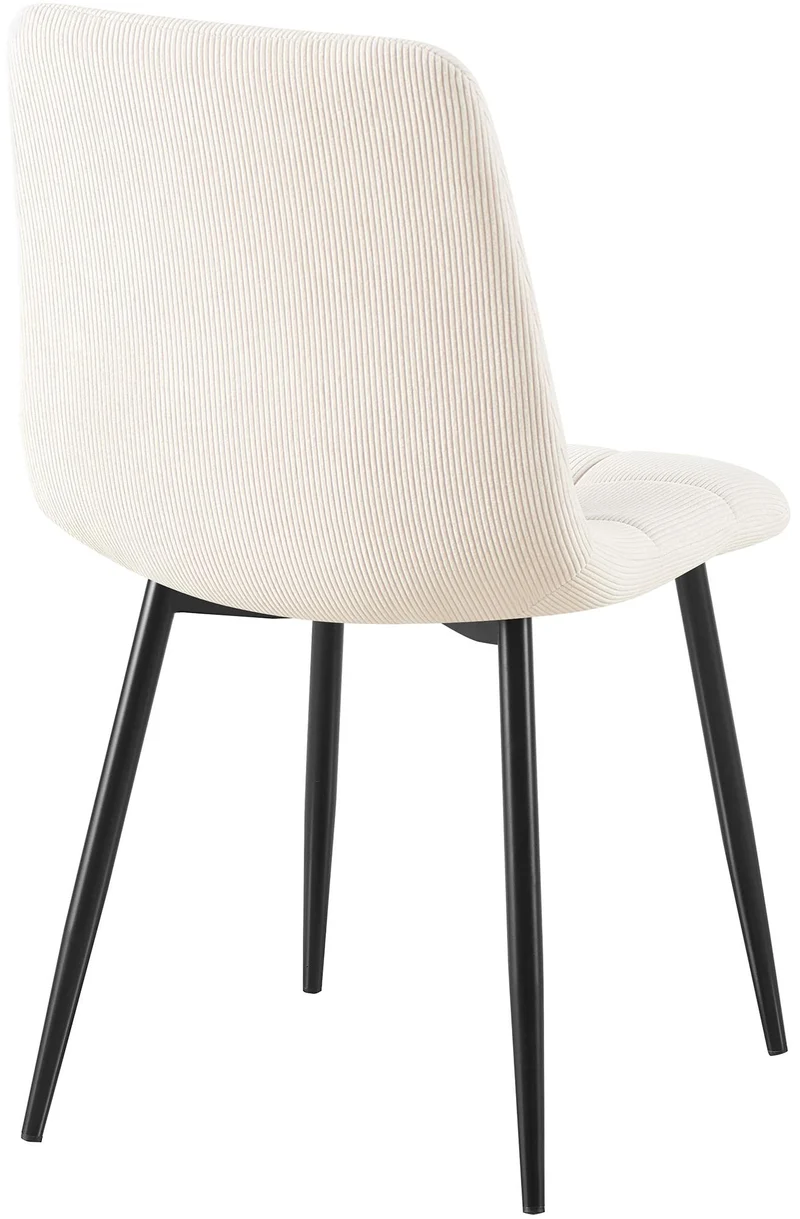 Lot de 2 chaises de salle à manger coutures décoratives carrées en velours côtelé crème et métal noir 10_0007554