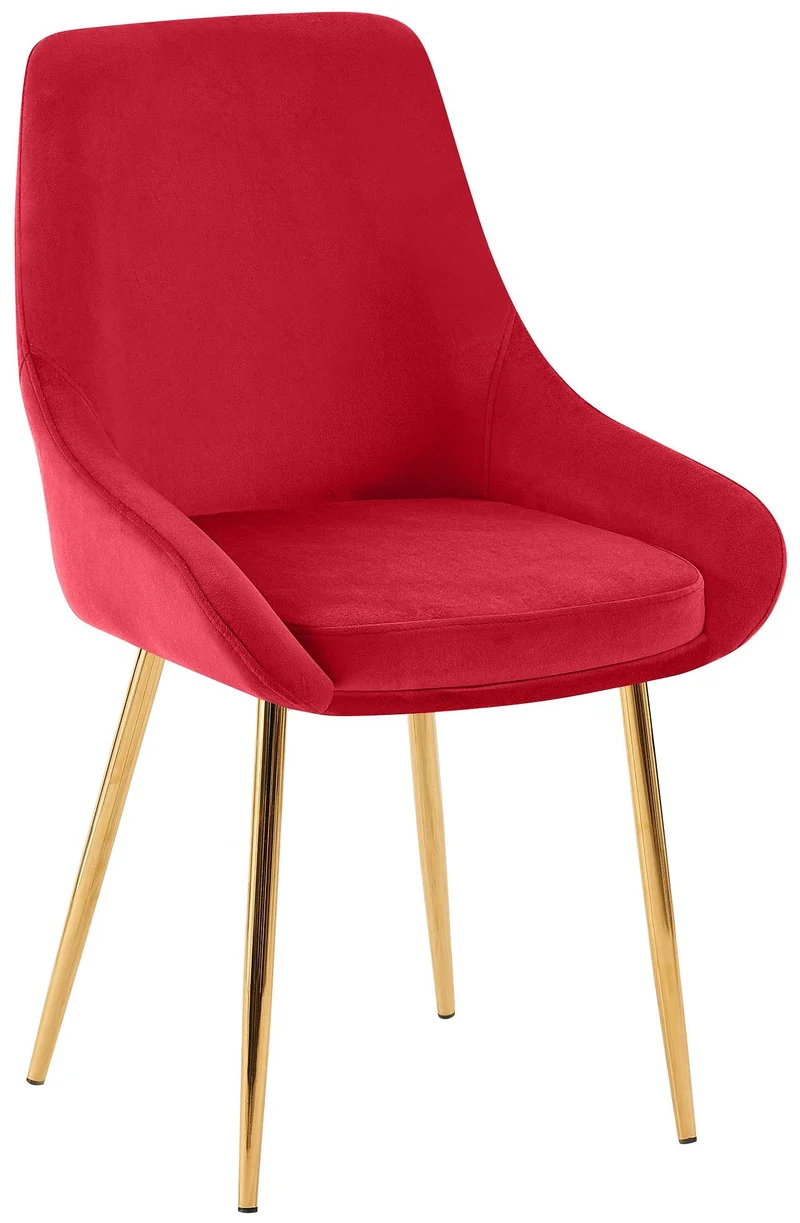 Chaise de salle à manger x1 élégance confort design moderne en velours rouge structure métallique doré 10_0007801