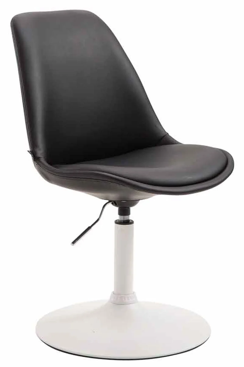 Chaise de salle à manger x1 pivotante hauteur réglable en PVC noir et pied trompette en métal blanc 10_0008616
