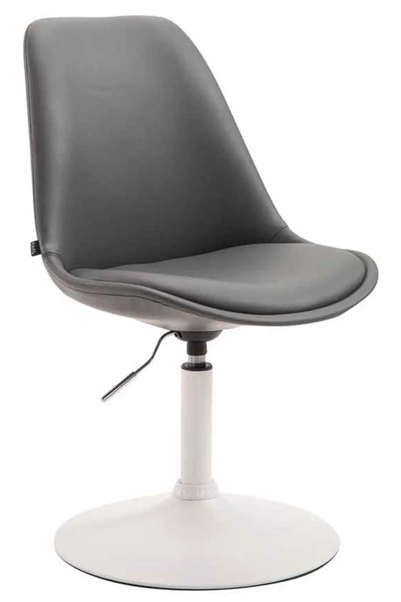 Chaise de salle à manger x1 pivotante hauteur réglable en PVC gris et pied trompette en métal blanc 10_0008461