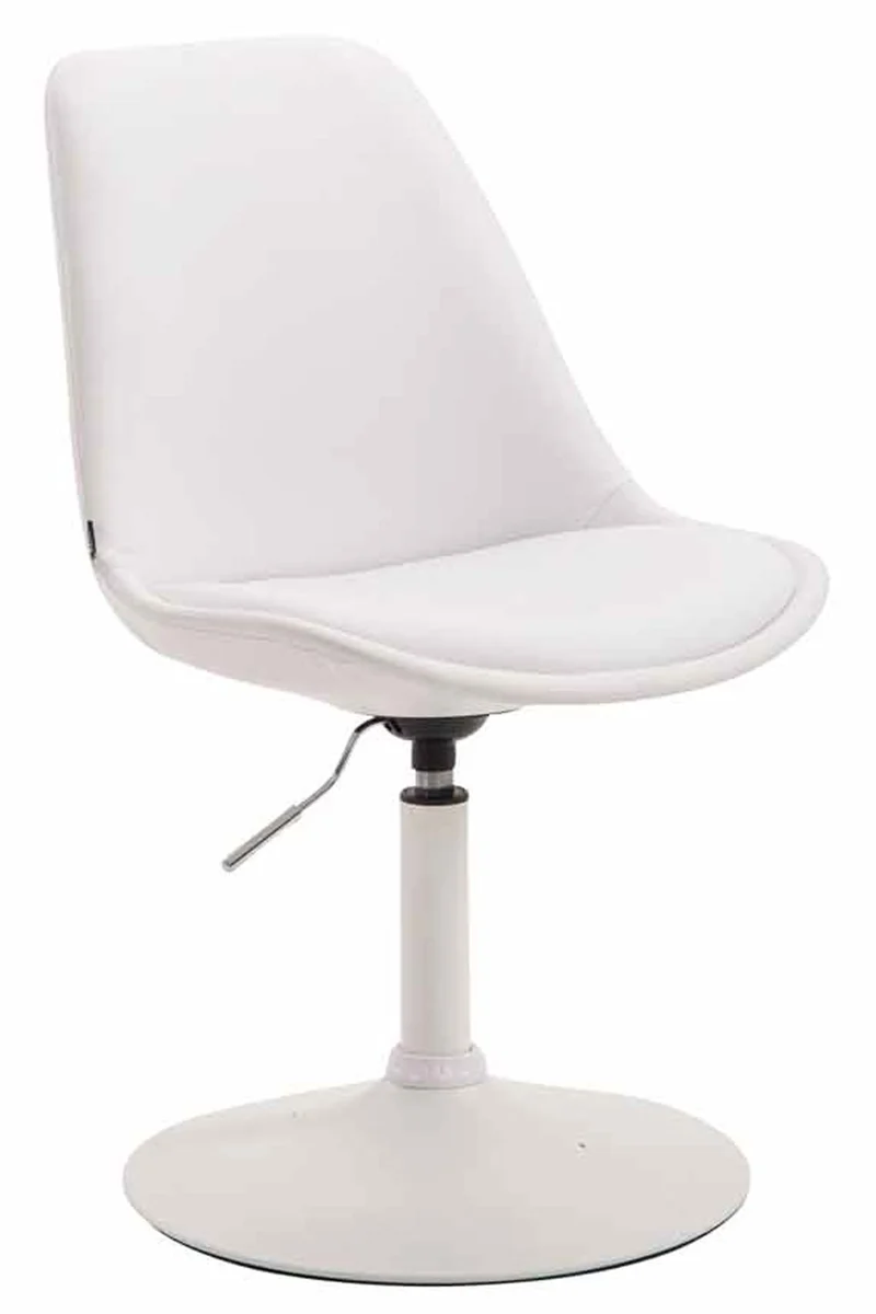 Chaise de salle à manger x1 pivotante hauteur réglable en PVC blanc et pied trompette en métal blanc 10_0008273
