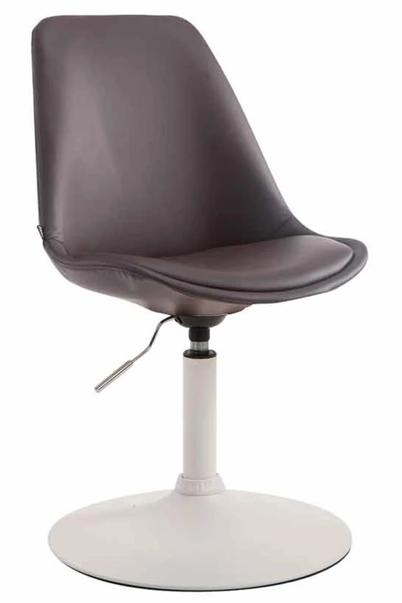 Chaise de salle à manger x1 pivotante hauteur réglable en PVC marron et pied trompette en métal blanc 10_0008271