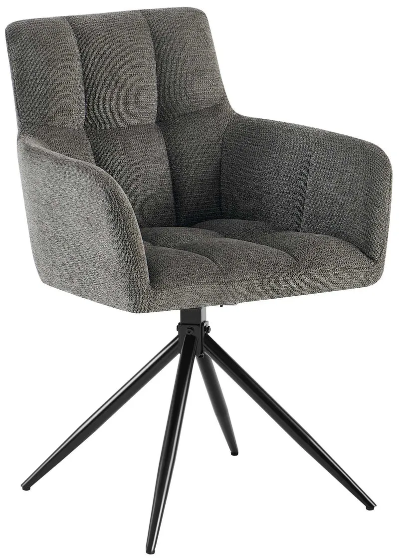 Chaise de salle à manger x1 moderne et confort mécanisme de rotation à 180° en tissu gris foncé et métal 10_0007156