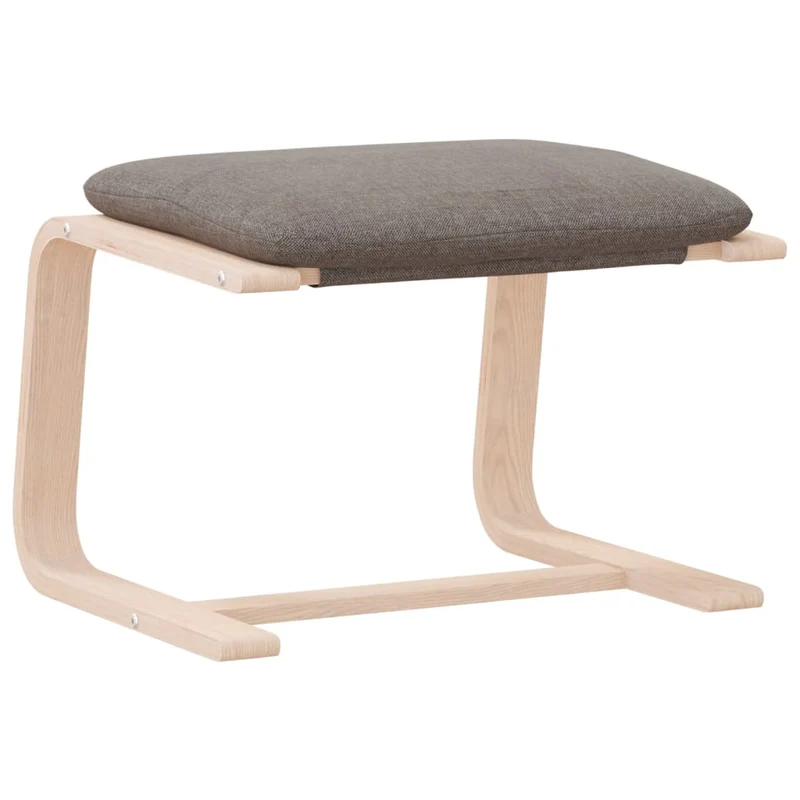 Repose-pieds tabouret 51 x 41 x 40 cm tissu taupe et bois de bouleau DEC030627