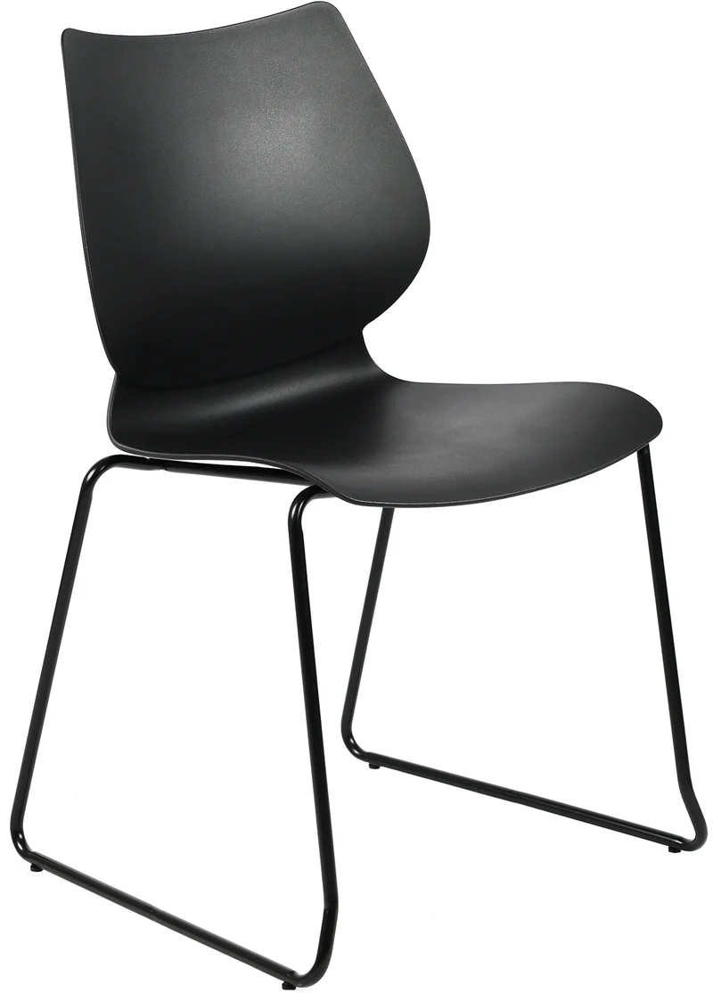 Chaise noire au design épuré – Style contemporain plastique noir cadre métal noir 10_0008266