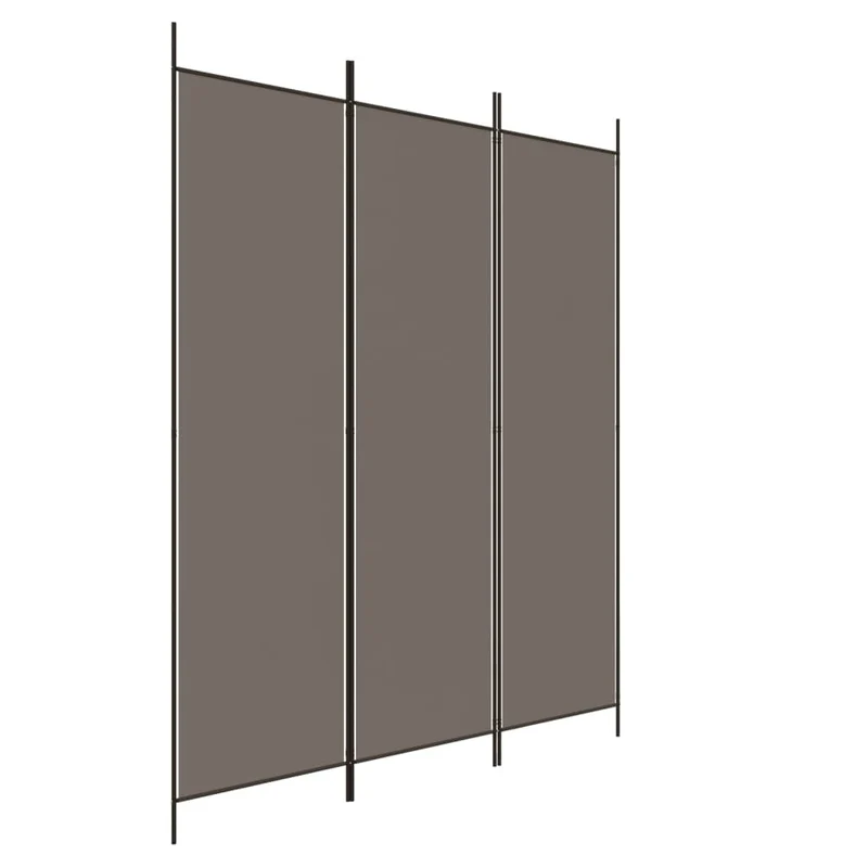 Paravent séparateur de pièce cloison 3 panneaux 150 x 220 cm tissu anthracite et fer DEC030724
