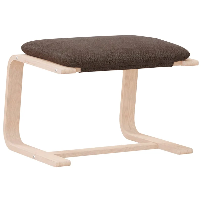 Repose-pieds tabouret 51 x 41 x 40 cm tissu marron et bois de bouleau DEC030457
