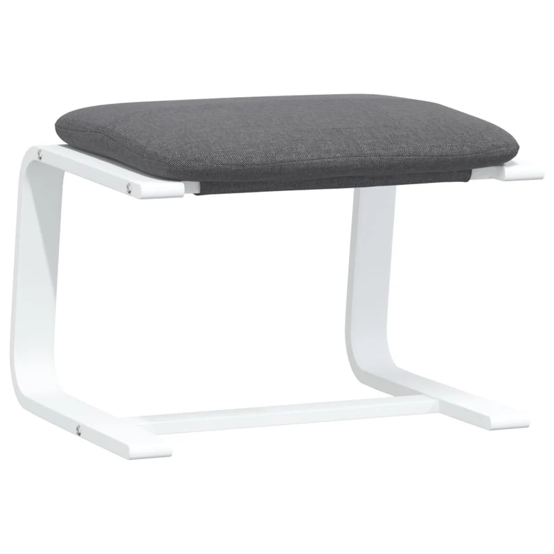 Repose-pieds tabouret 51 x 41 x 40 cm tissu gris et bois blanc DEC030297