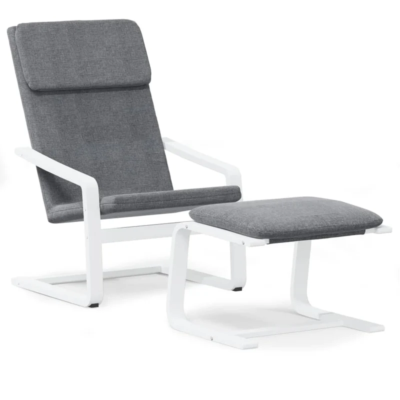 Fauteuil lounge chaise de canapé design moderne avec repose-pied en tissu gris foncé DEC026520
