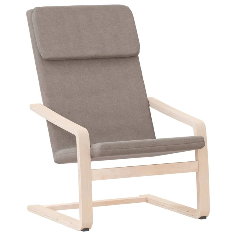 Fauteuil chaise de canapé design simple en tissu taupe pieds bois de bouleau DEC026768