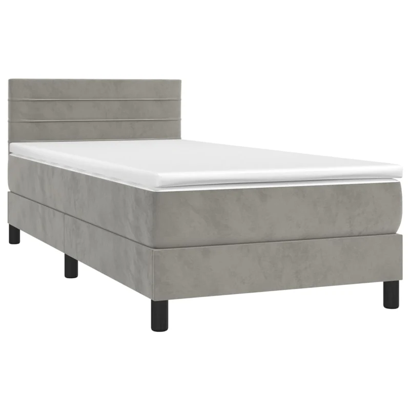 Cadre de lit LED avec sommier tête de lit matelas surmatelas 100x200 cm tissu velours gris clair TDL0207922
