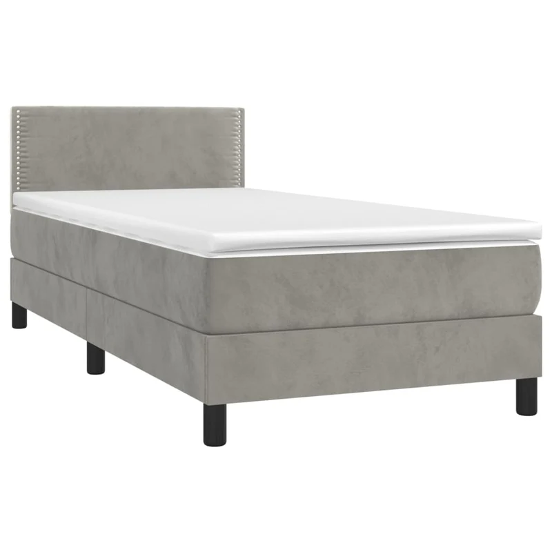 Cadre de lit LED avec sommier tête de lit matelas surmatelas 100x200 cm tissu velours gris clair TDL0207904