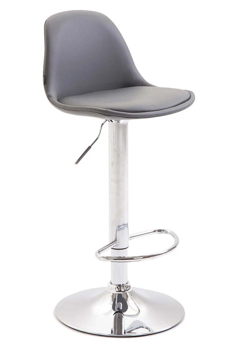 Tabouret de bar avec repose-pieds design moderne synthétique gris et métal 10_0000148