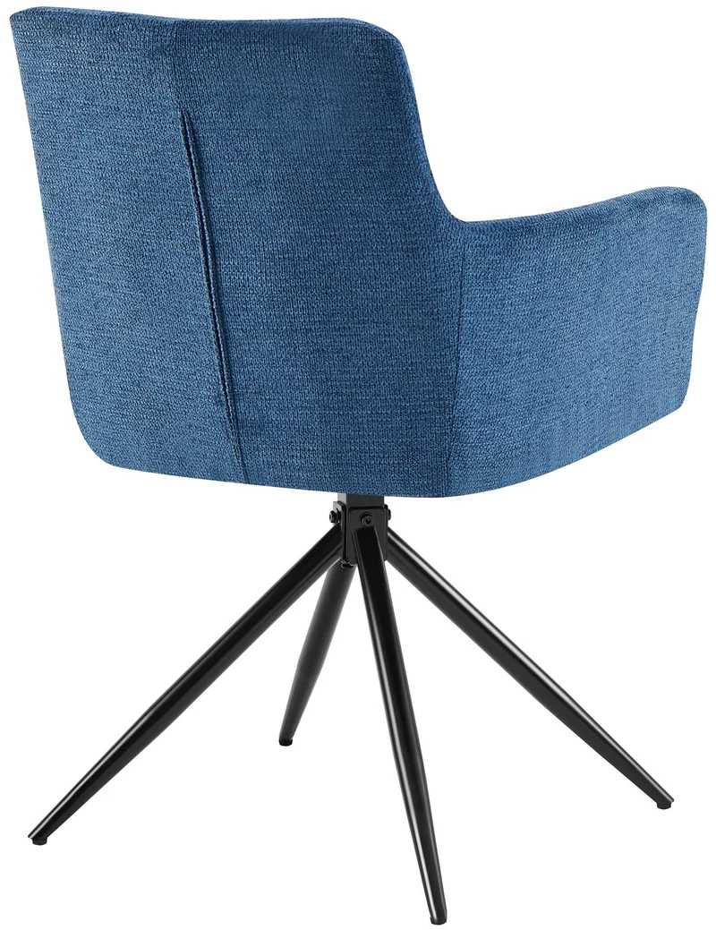 Lot de 2 chaises de salle à manger moderne et confort mécanisme de rotation à 180° en tissu bleu foncé et métal 10_0007585