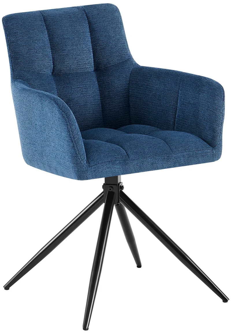 Chaise de salle à manger x1 moderne et confort mécanisme de rotation à 180° en tissu beu foncé et métal 10_0007154