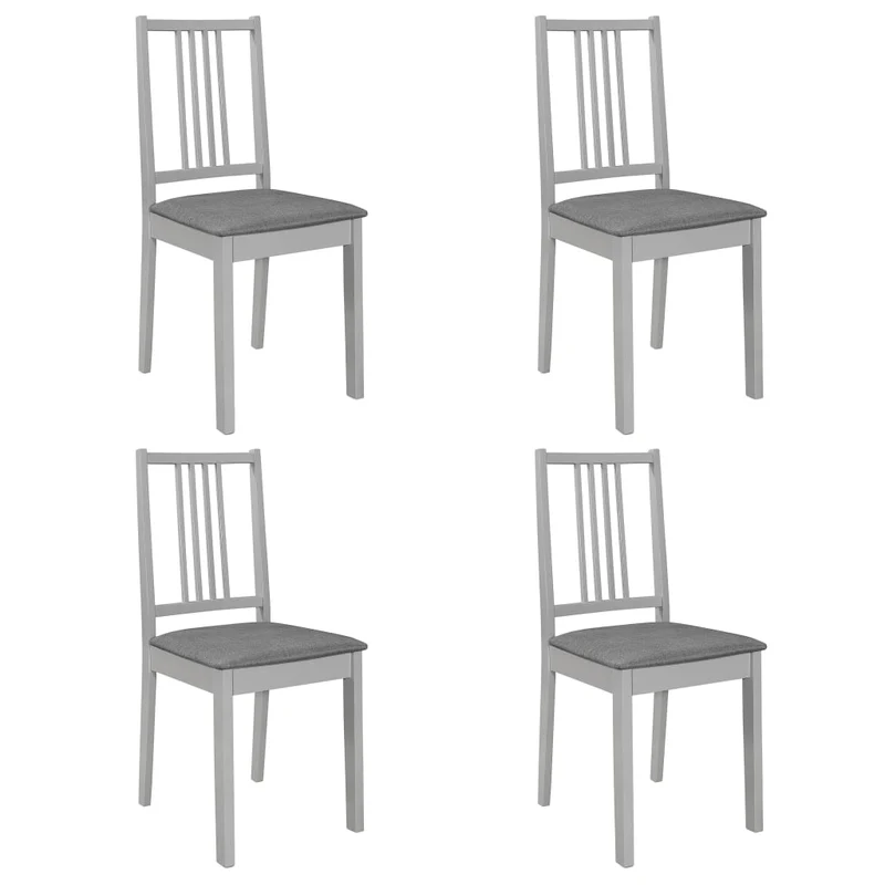 Lot de 4 chaises de salle à manger cuisineà dîner avec coussins gris bois solide CDS022102