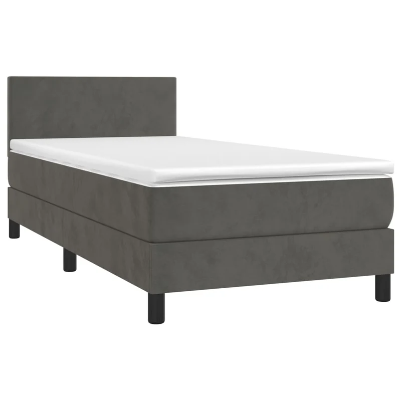Cadre de lit LED avec sommier tête de lit matelas surmatelas 100x200 cm tissu velours gris foncé TDL0207746