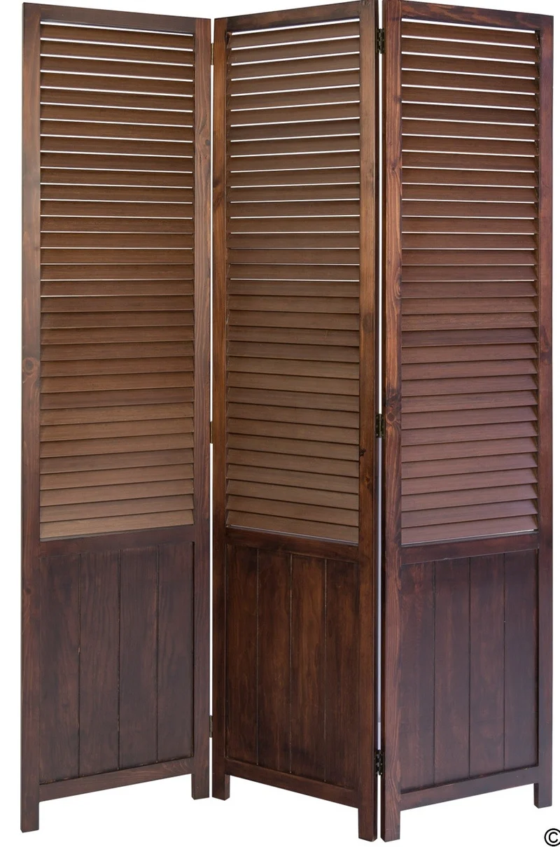 Paravent 3 panneaux marron en bois 120x170cm PAR06021