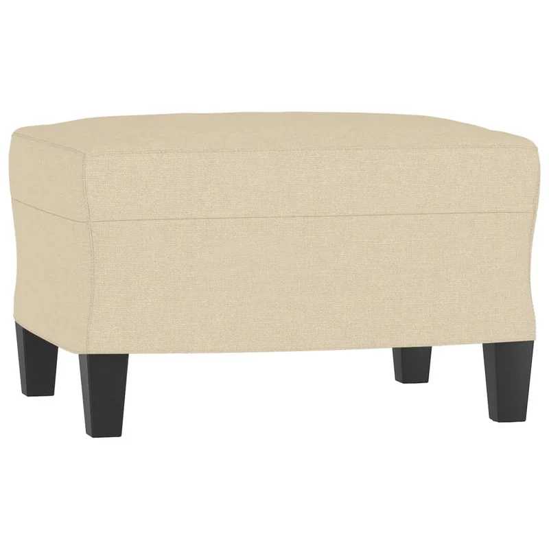 Repose-pieds tabouret bout de lit 60 x 50 x 41 cm tissu crème et contreplaqué DEC030142