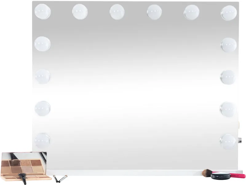 Miroir de maquillage LED 68x80x16 cm intensité lumineuse réglable plastique blanc 10_0008963