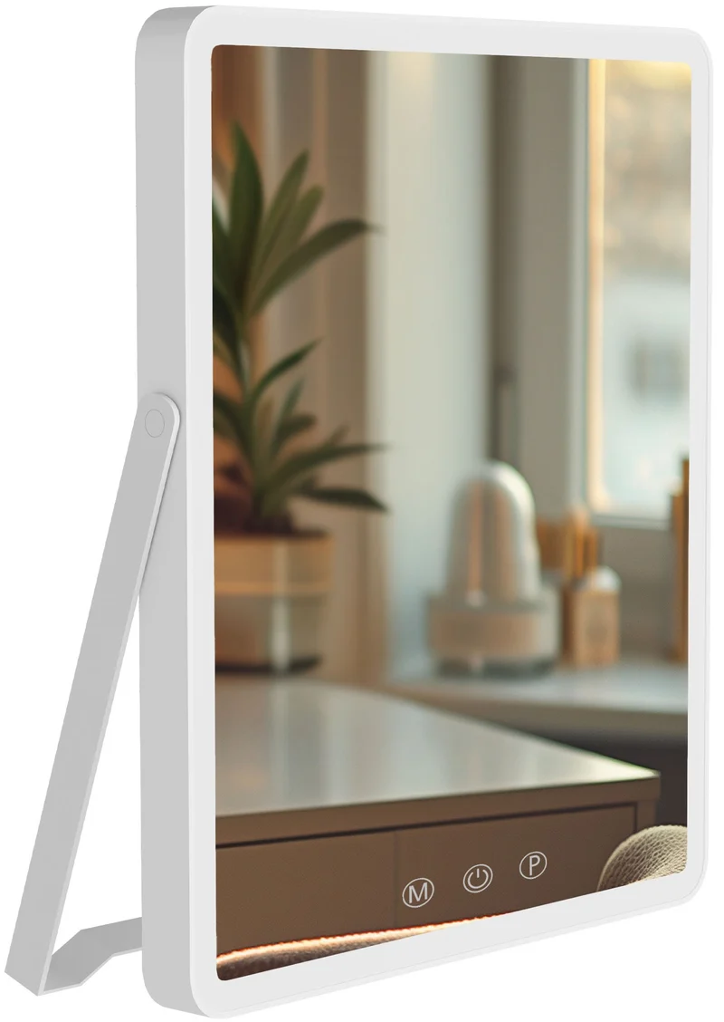 Miroir de maquillage LED 25 x 30 cm en métal et verre avec éclairage réglable et USB-C 10_0008953